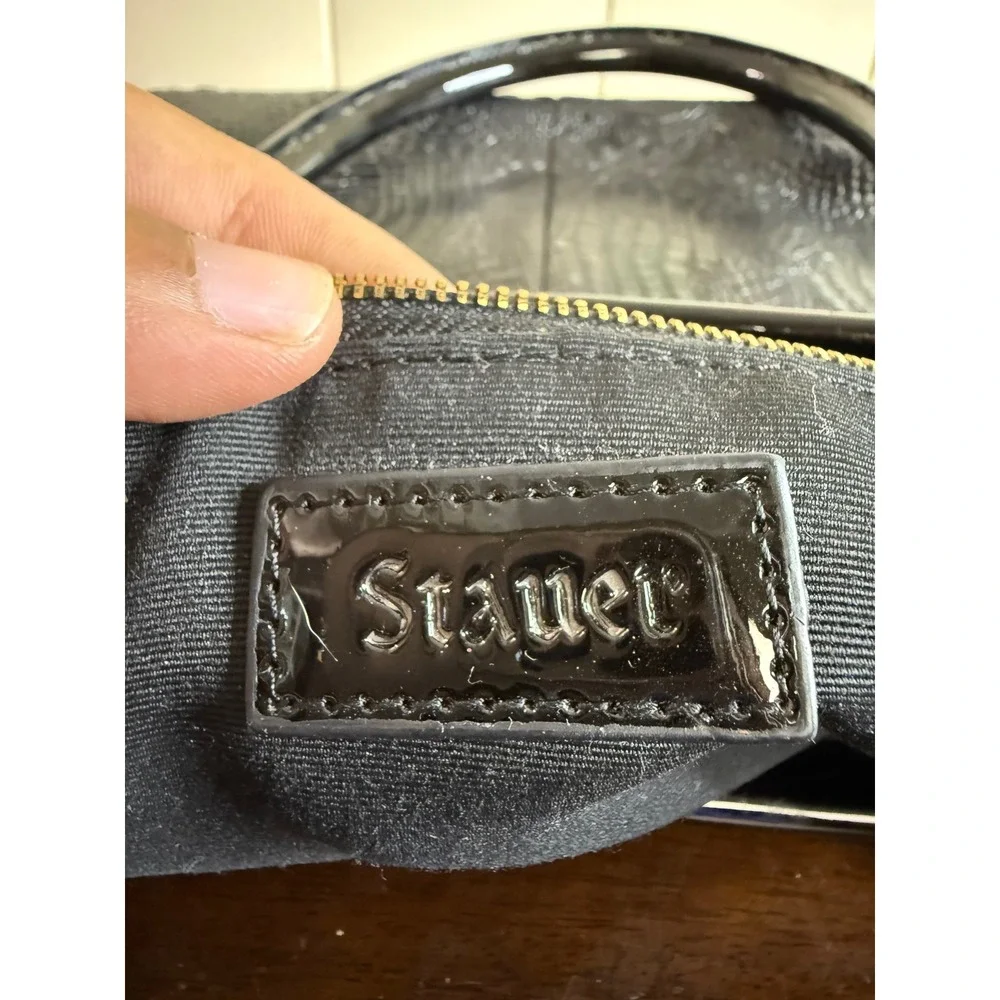 Stauer Satchel Shoulder‎ Bag Women's Black Croc Embossed Patent Leather Purse